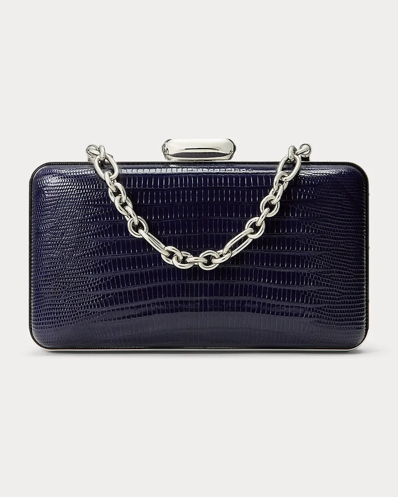 Ralph Lauren Abend-Clutch aus Teju-Eidechsenleder Blue