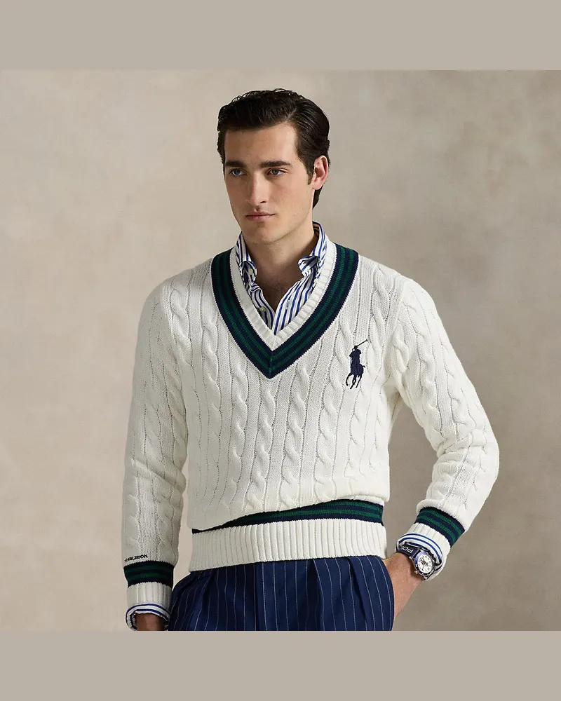 Ralph Lauren Schiedsrichter-Cricketpullover Wimbledon White