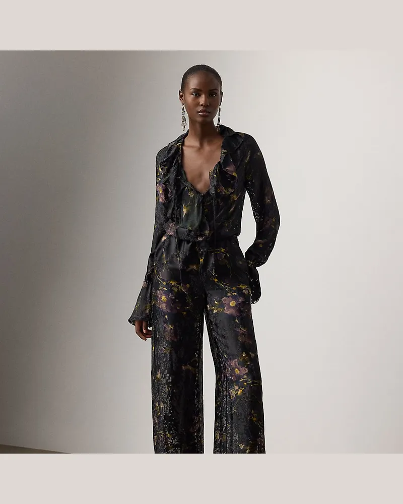 Ralph Lauren Geblümter Devoré-Satin-Jumpsuit Carol Green