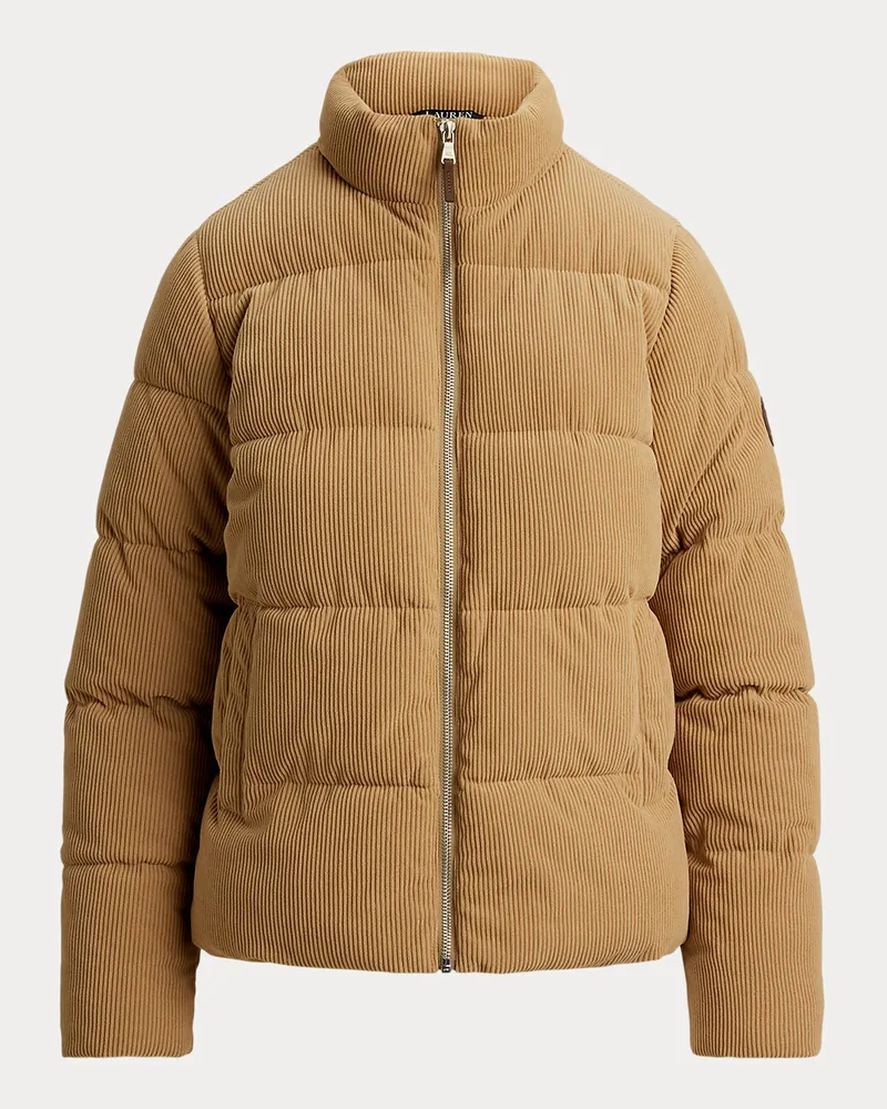 Ralph Lauren Gesteppte Pufferjacke aus Kordsamt Tan