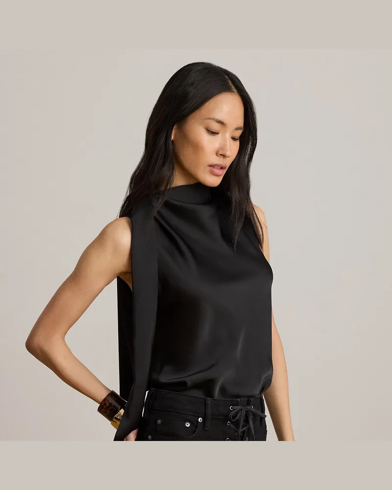 Ralph Lauren Ärmellose Schluppenbluse aus Charmeuse Black