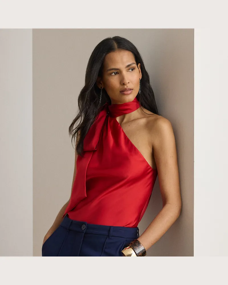 Ralph Lauren Neckholder-Top mit Schnürdetail Red