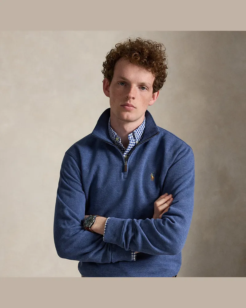 Ralph Lauren Rippenpullover mit Viertelreißverschluss Blue