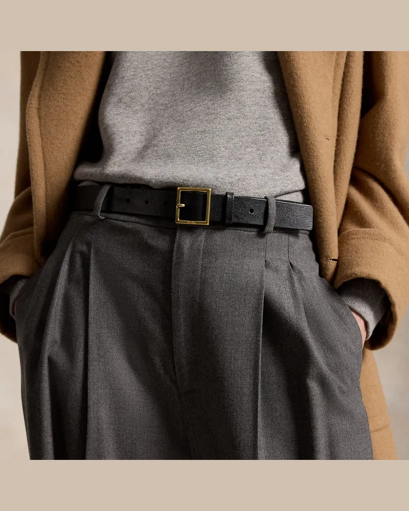 Ralph Lauren Ledergürtel mit eckiger Schnalle Black