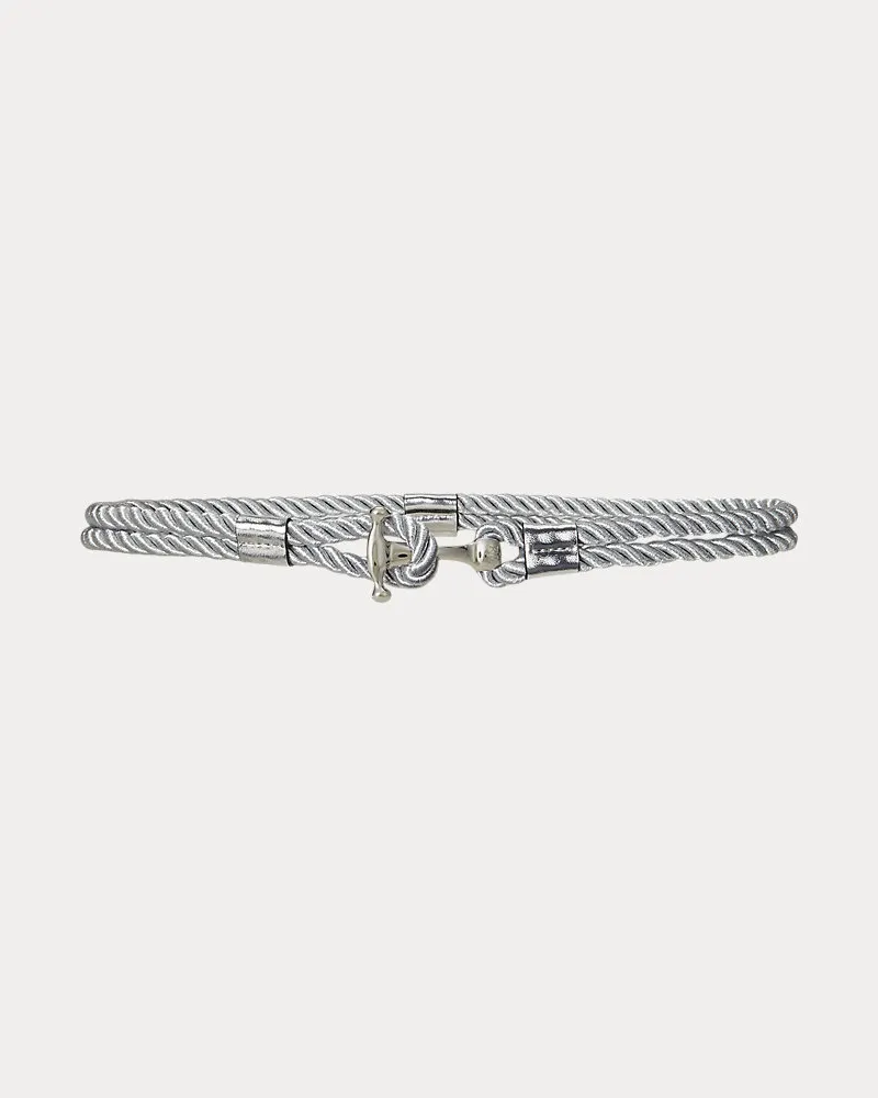 Ralph Lauren Schmaler Metallic-Seilgürtel mit Anker Silver