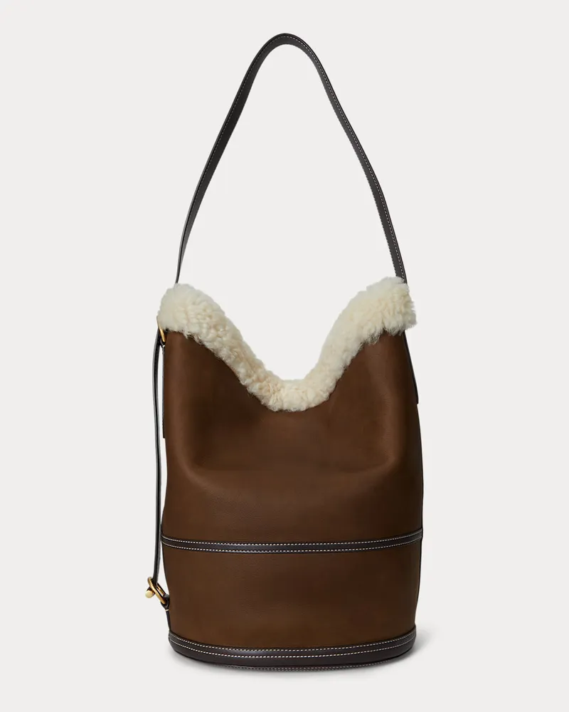 Ralph Lauren Beuteltasche Bellport aus Lammfell Brown