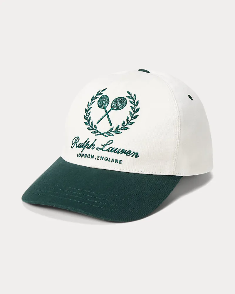 Ralph Lauren Twill-Baseballkappe mit Wappenstickerei Cream