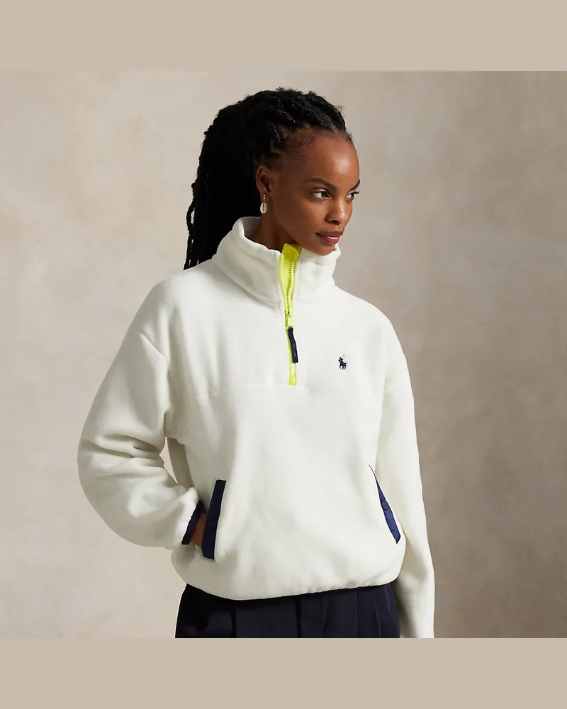 Ralph Lauren Fleecepullover mit halbem Reißverschluss White