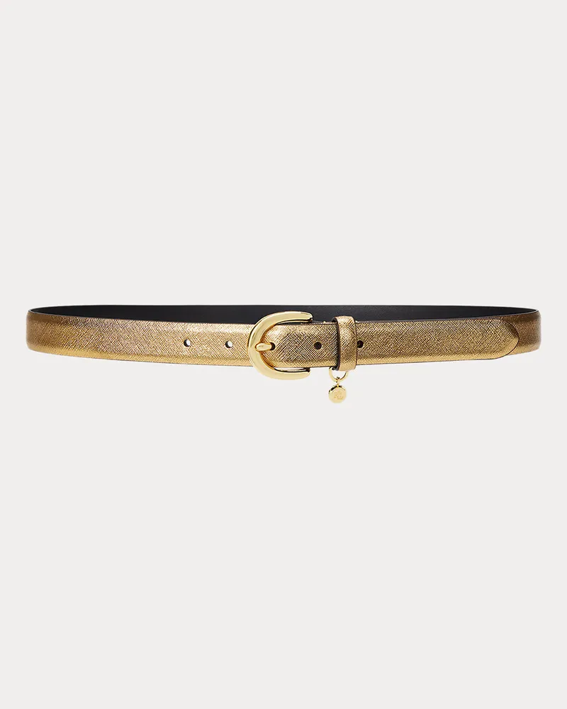 Ralph Lauren Gürtel aus Schraffurleder mit Anhänger Gold