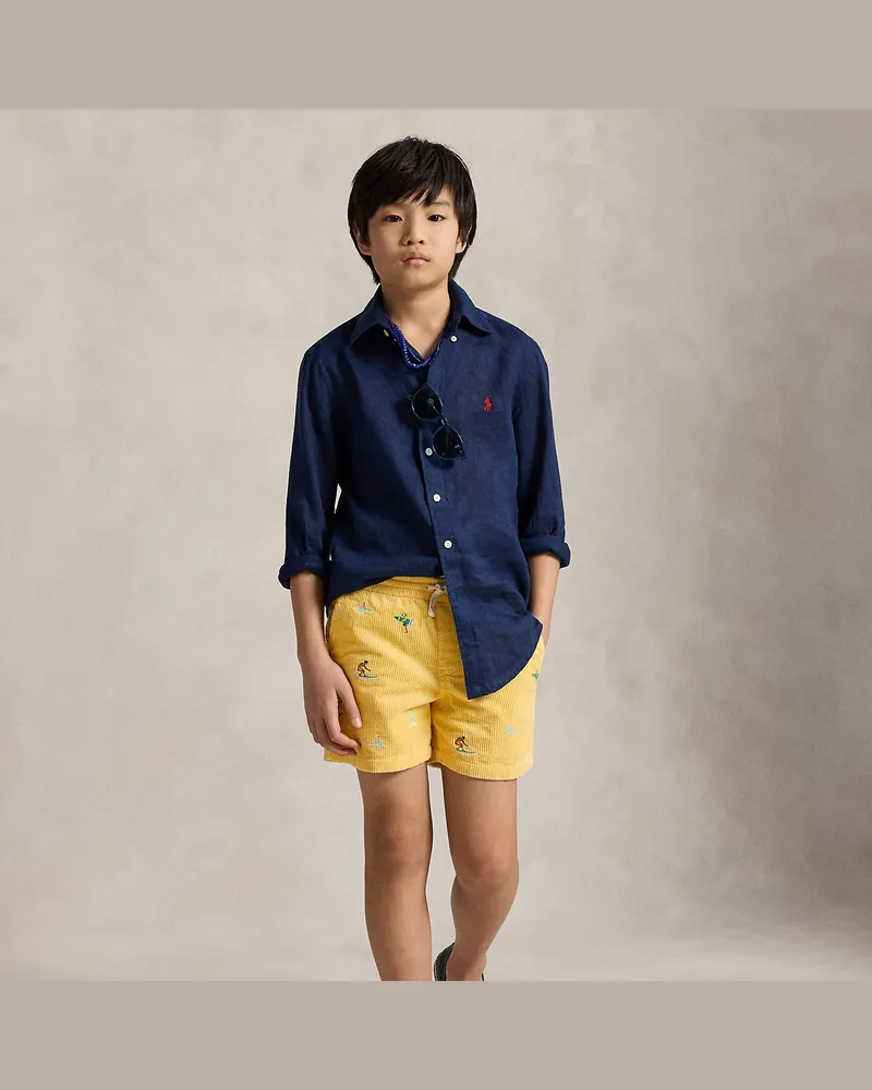 Ralph Lauren Bestickte Kordsamt-Shorts Polo Prepster Yellow