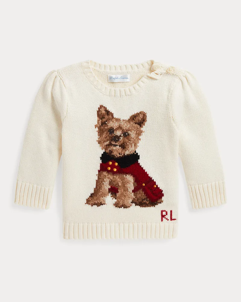 Ralph Lauren Baumwollpullover mit Hund Cream