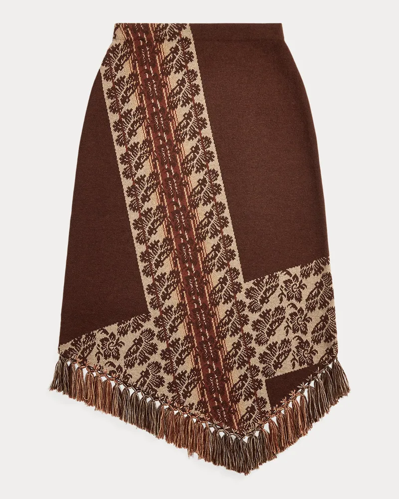 Ralph Lauren Jacquard-Wollrock mit Fransenbesatz Brown