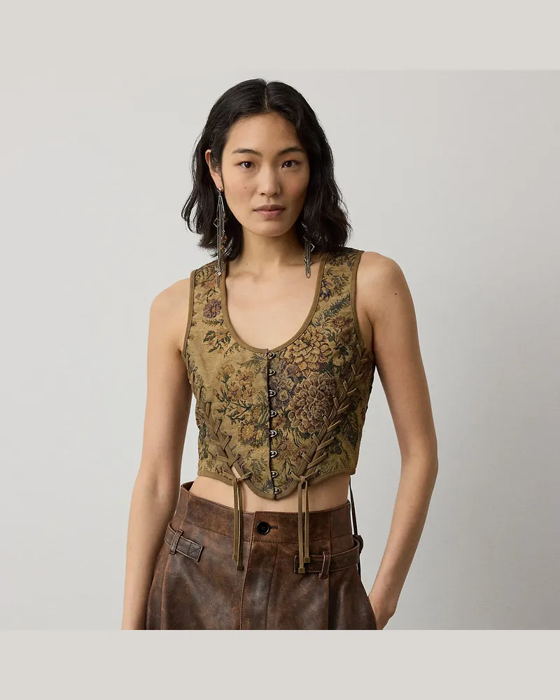 Ralph Lauren Gobelin-Oberteil Thurlow mit Blumenmotiv Brown