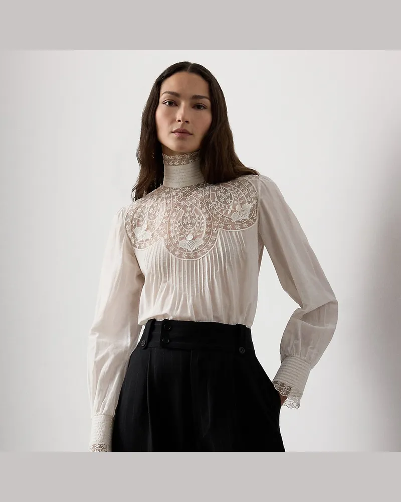 Ralph Lauren Bluse Lizzie aus Baumwoll-Seiden-Voile Cream