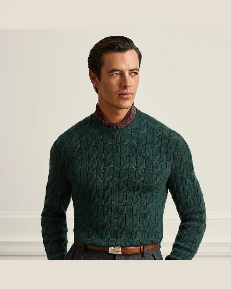 Ralph Lauren Kaschmirpullover mit Zopfmuster Green