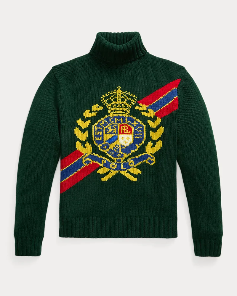 Ralph Lauren Woll-Baumwoll-Pullover mit Polo-Wappen Green