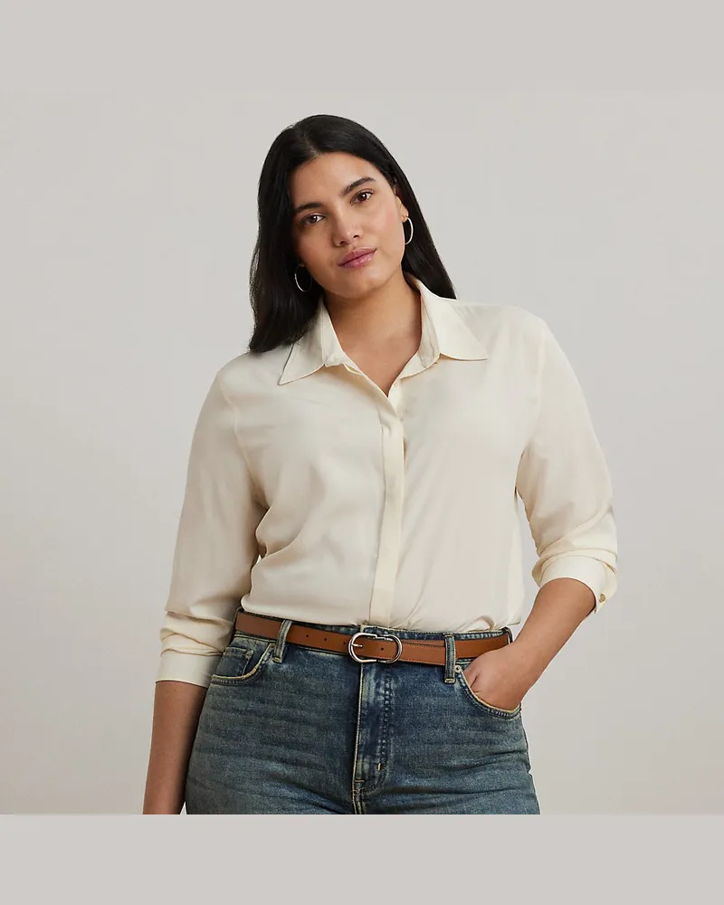 Ralph Lauren Plus Größen - Crêpehemd Cream