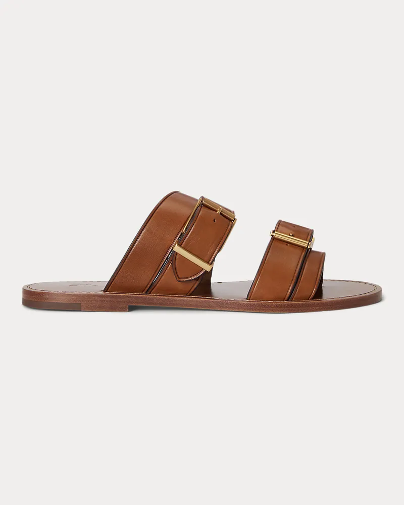 Ralph Lauren Ledersandale mit Schnallenriemen Brown