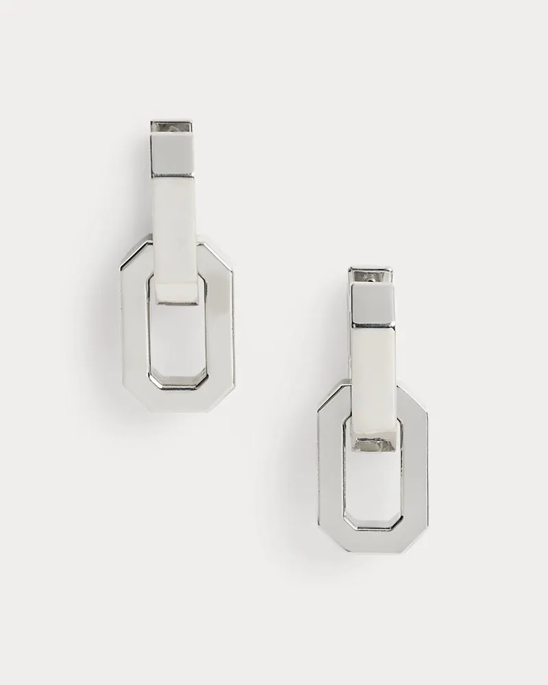 Ralph Lauren Moderne silberfarbene Gliederohrringe Grey