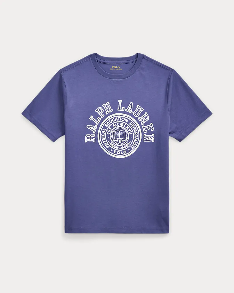 Ralph Lauren Logo-T-Shirt aus Baumwolljersey Blue