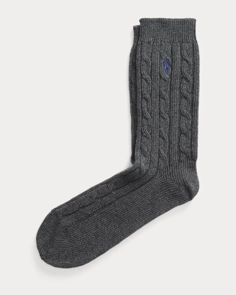 Ralph Lauren Crew-Socken mit Zopfmuster Grey
