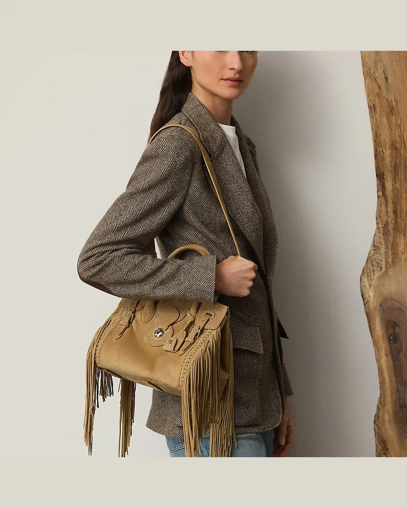 Ralph Lauren Tasche Soft Ricky 27 aus Kalbswildleder Tan