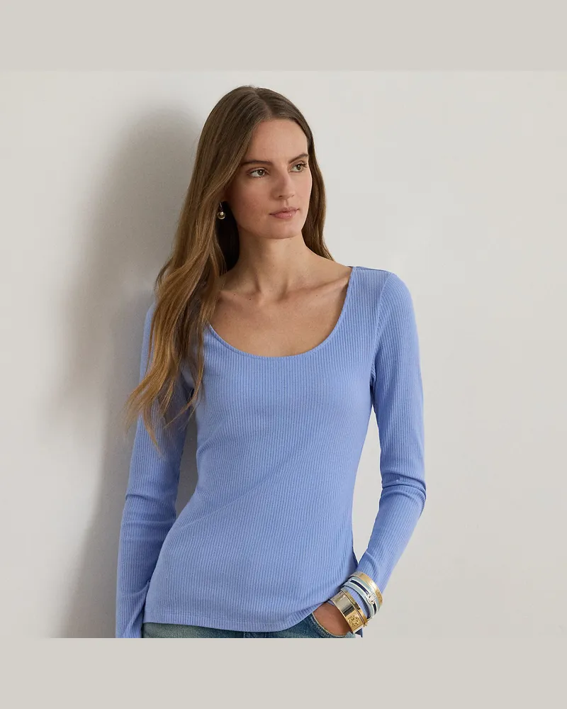 Ralph Lauren Langärmliges T-Shirt in Rippenstrick Blue