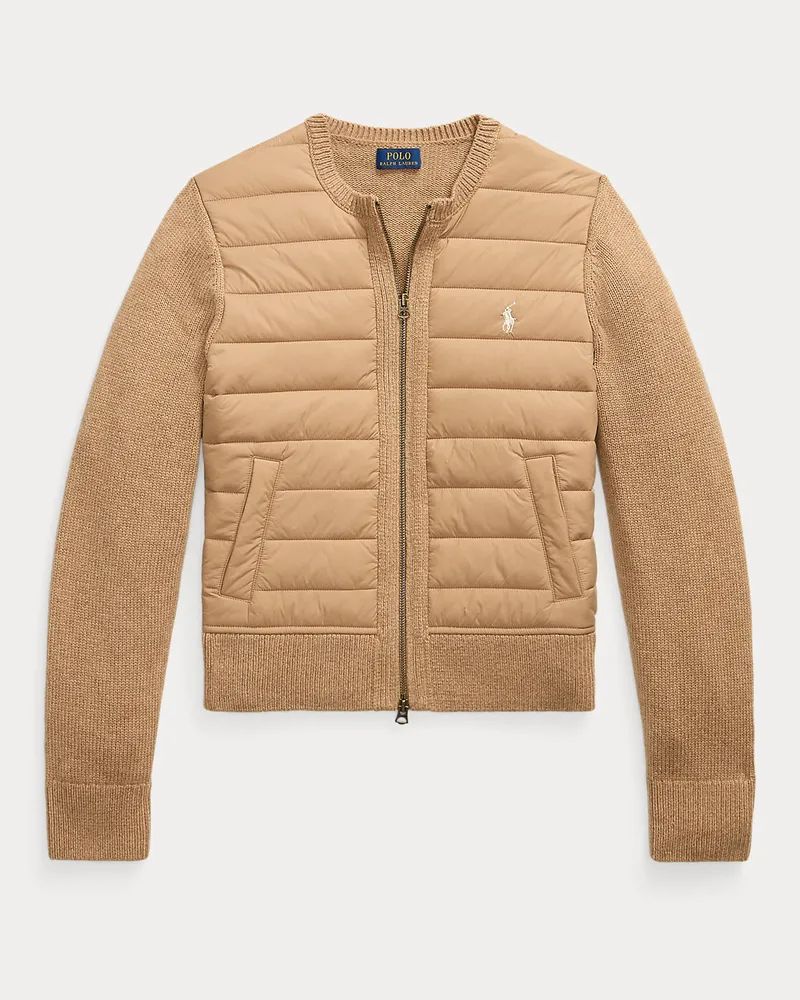Ralph Lauren Hybrid-Strickjacke mit Reißverschluss Tan