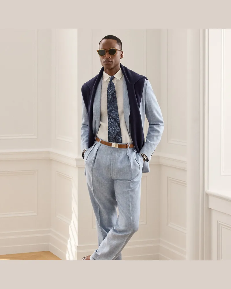 Ralph Lauren Handgeschneiderte Hose mit Leinen Blue
