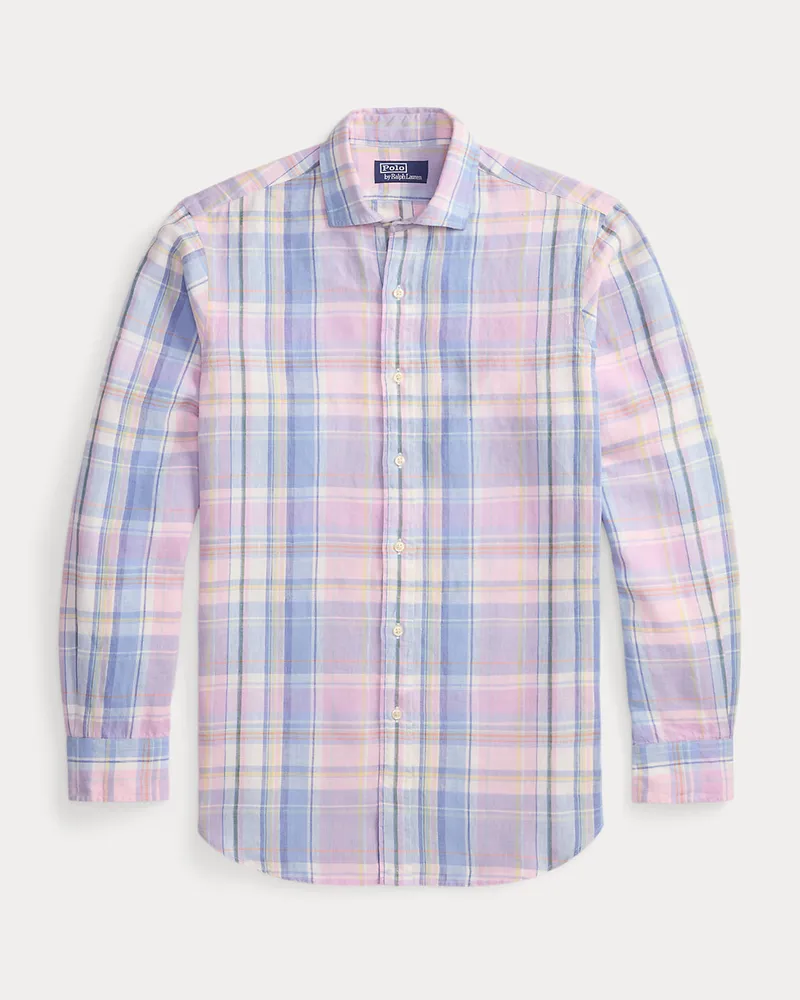 Ralph Lauren Classic-Fit Leinenhemd mit Karomuster Pink