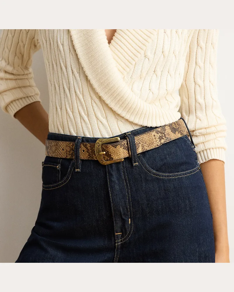 Ralph Lauren Gürtel mit Pythonprägung Tan