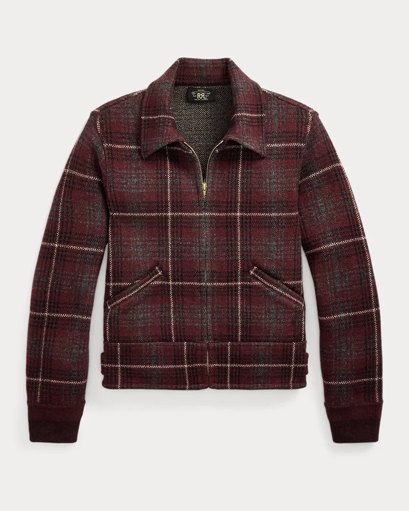 Ralph Lauren Karierte Pulloverjacke aus Wolle Red
