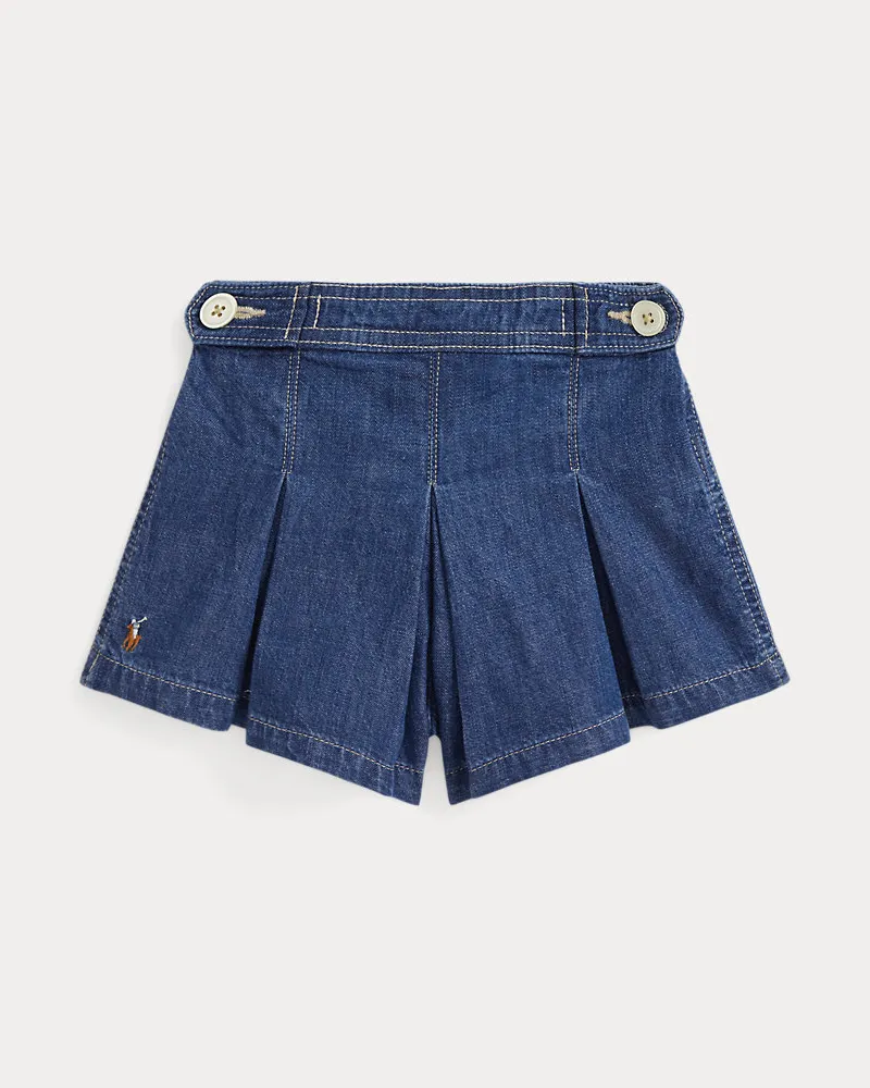 Ralph Lauren Indigoblaue Denim-Shorts mit Falten Blue