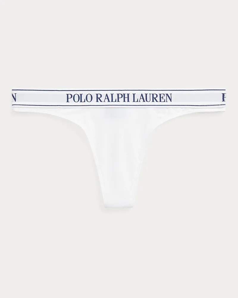 Ralph Lauren Logo-String-Tanga mit mittlerer Leibhöhe White
