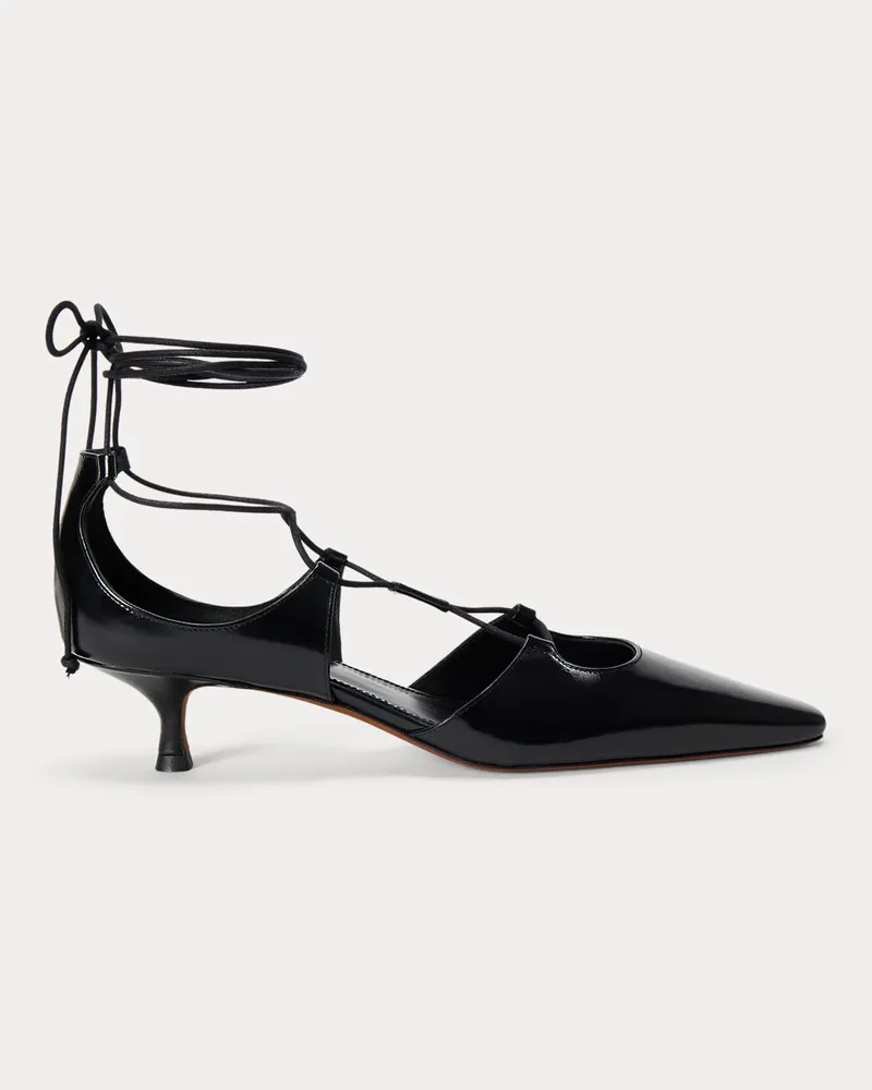 Ralph Lauren Kalbsleder-Kitten-Heel mit Schnürdesign Black