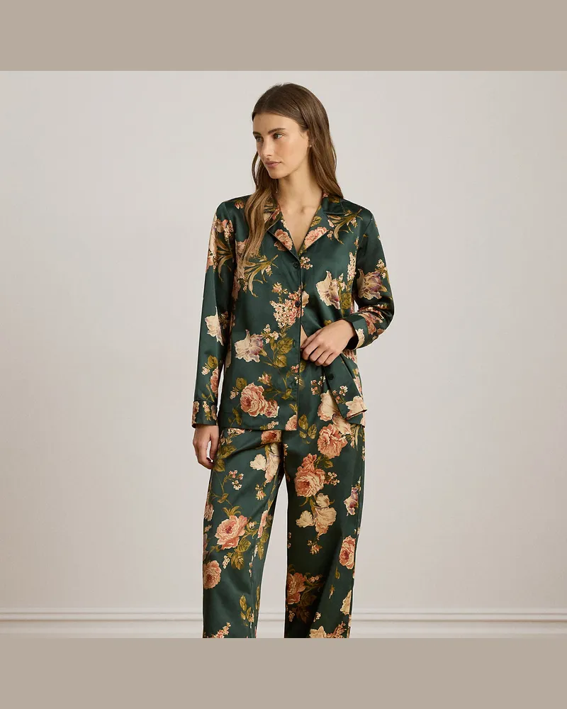 Ralph Lauren Geblümter Pyjama aus Satin Green