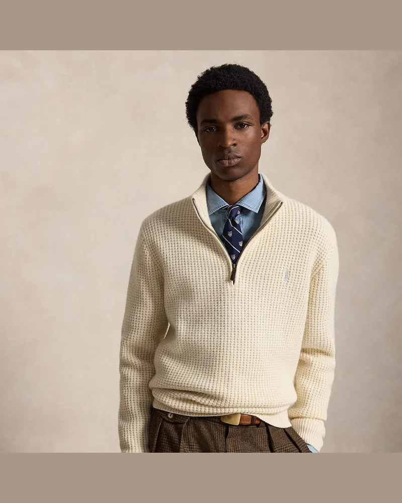 Ralph Lauren Woll-Baumwollpullover aus Waffelpiqué Tan