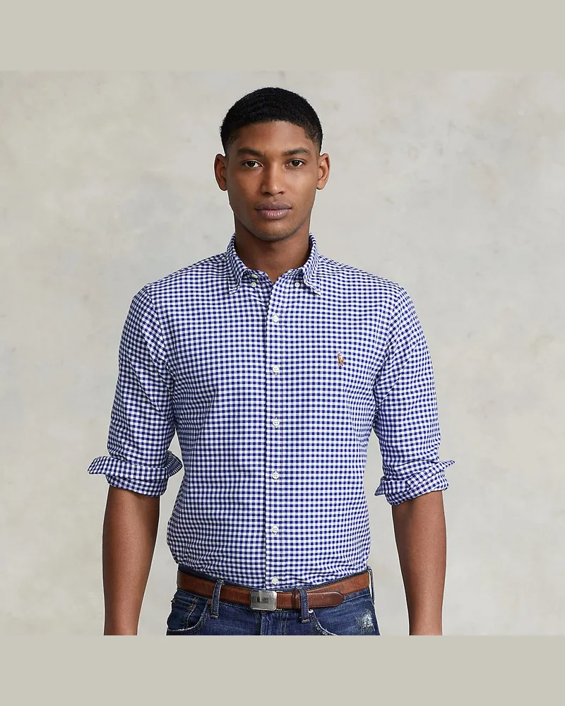 Ralph Lauren Slim-Fit Gingan-Oxfordhemd Blue