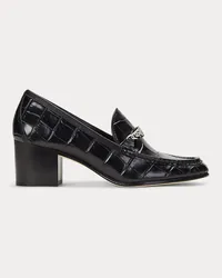 Ralph Lauren Lederpumps Winslet mit Krokodilprägung Black