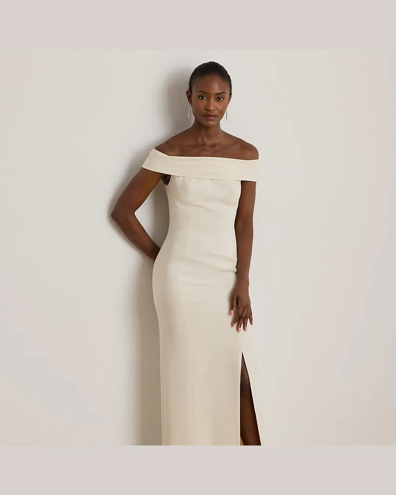 Ralph Lauren Schulterfreies Crêpe-Abendkleid Cream