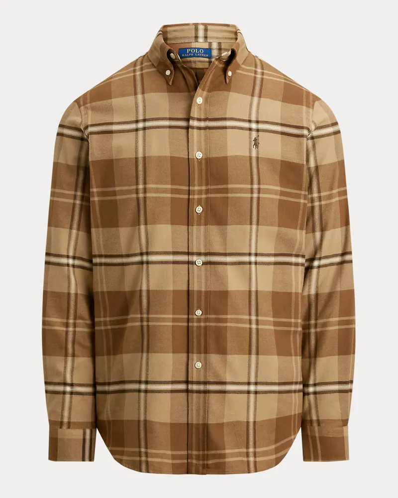 Ralph Lauren Custom-Fit Karo-Funktionshemd aus Twill Brown