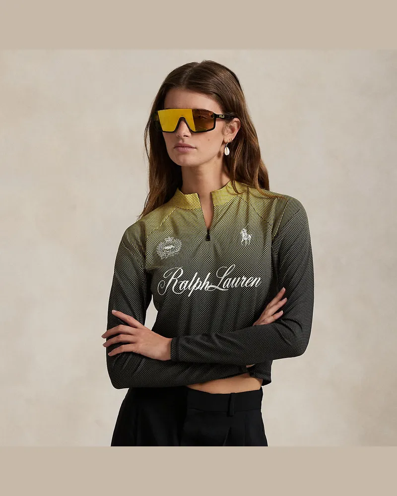 Ralph Lauren Kurzes Grafik-Shirt mit Reißverschluss Yellow