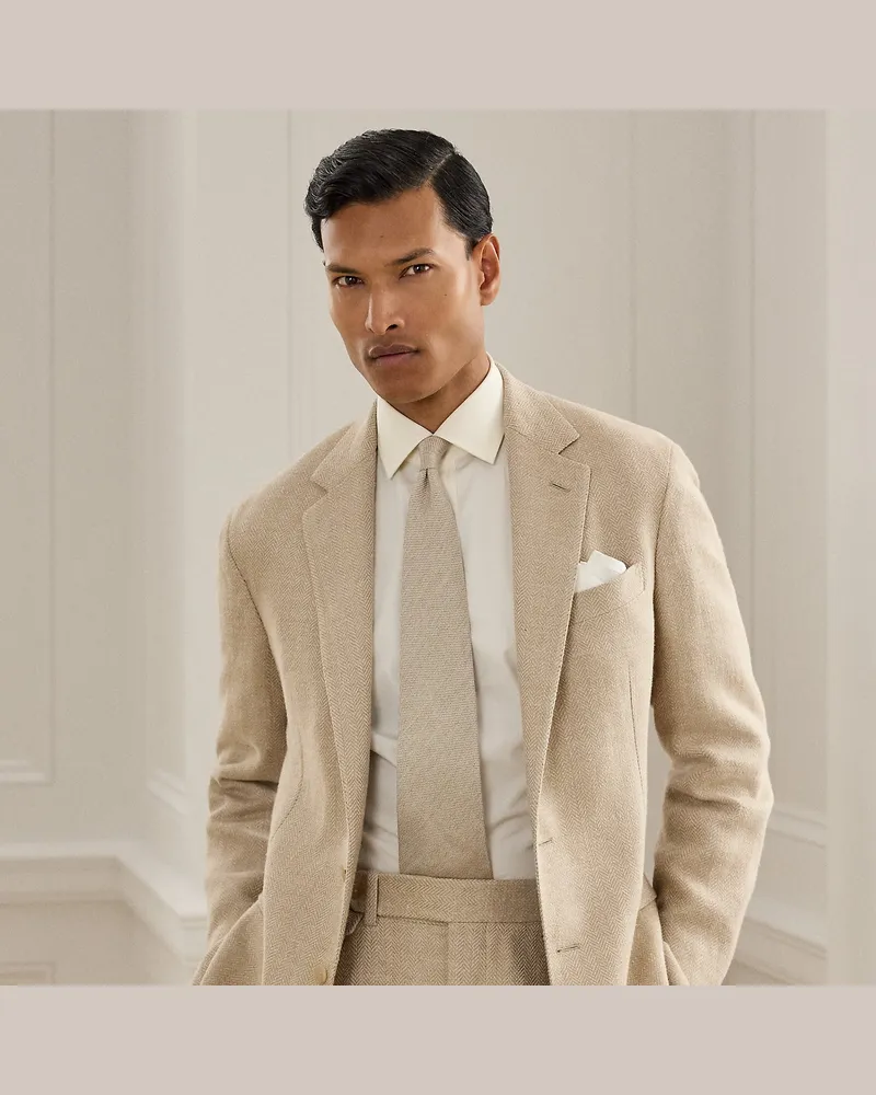 Ralph Lauren Handgeschneiderte Fischgratjacke Hadley Natural