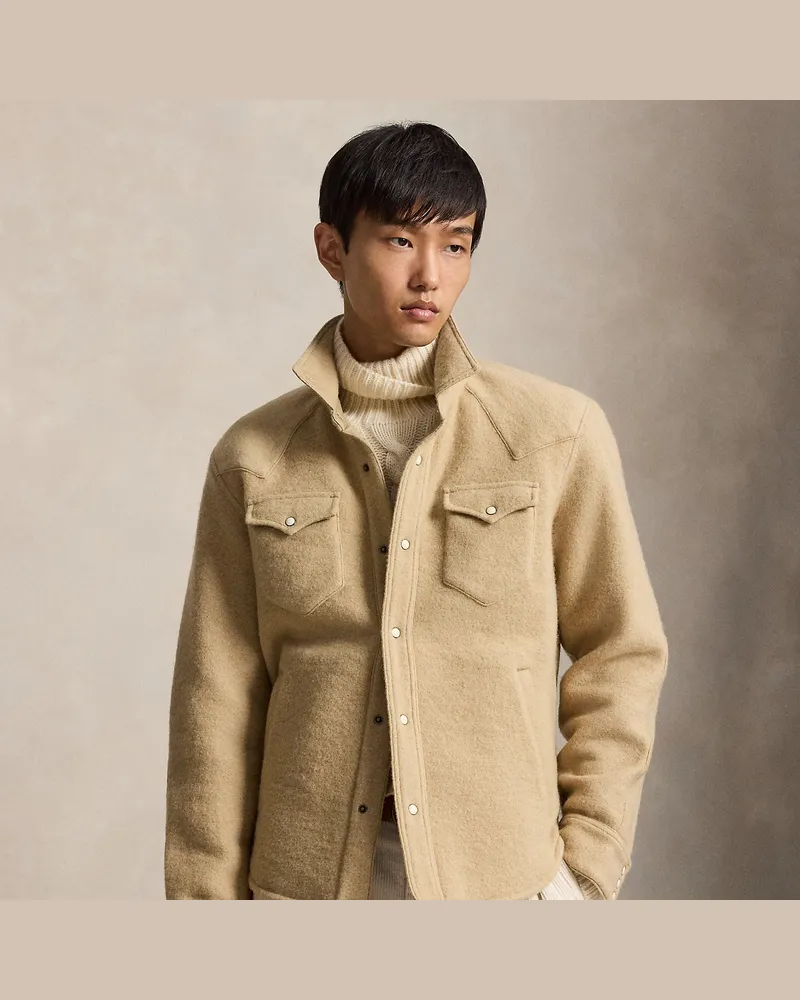 Ralph Lauren Western-Hemdjacke aus Filzwoll-Mischung Tan