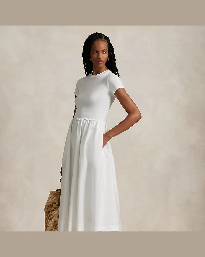 Ralph Lauren Kurzärmliges Kleid aus Baumwolle White
