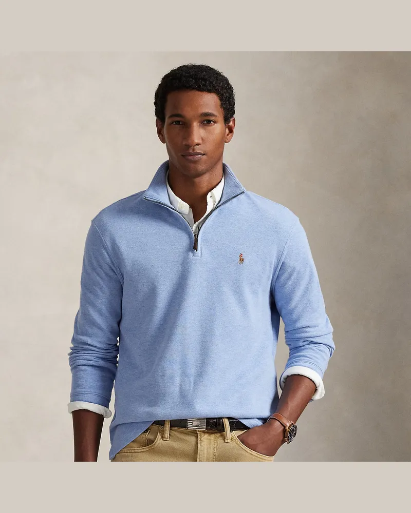 Ralph Lauren Rippenpullover mit Viertelreißverschluss Blue