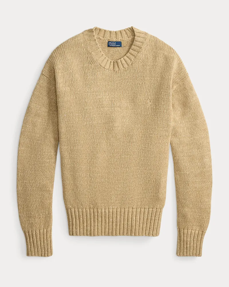 Ralph Lauren Rundhalspullover mit Flagge und Logo Tan
