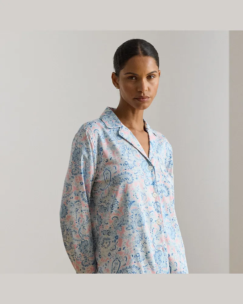 Ralph Lauren Pyjama aus Atlas mit Paisley-Motiv Blue