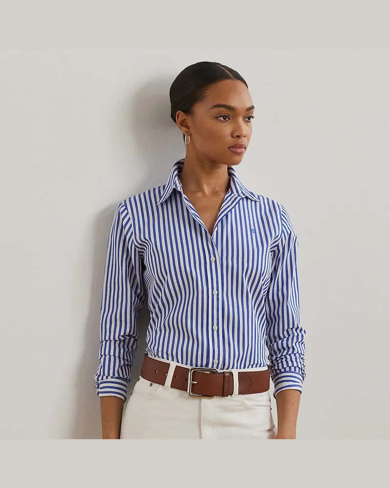 Ralph Lauren Gestreiftes Classic-Fit Baumwollhemd Blue