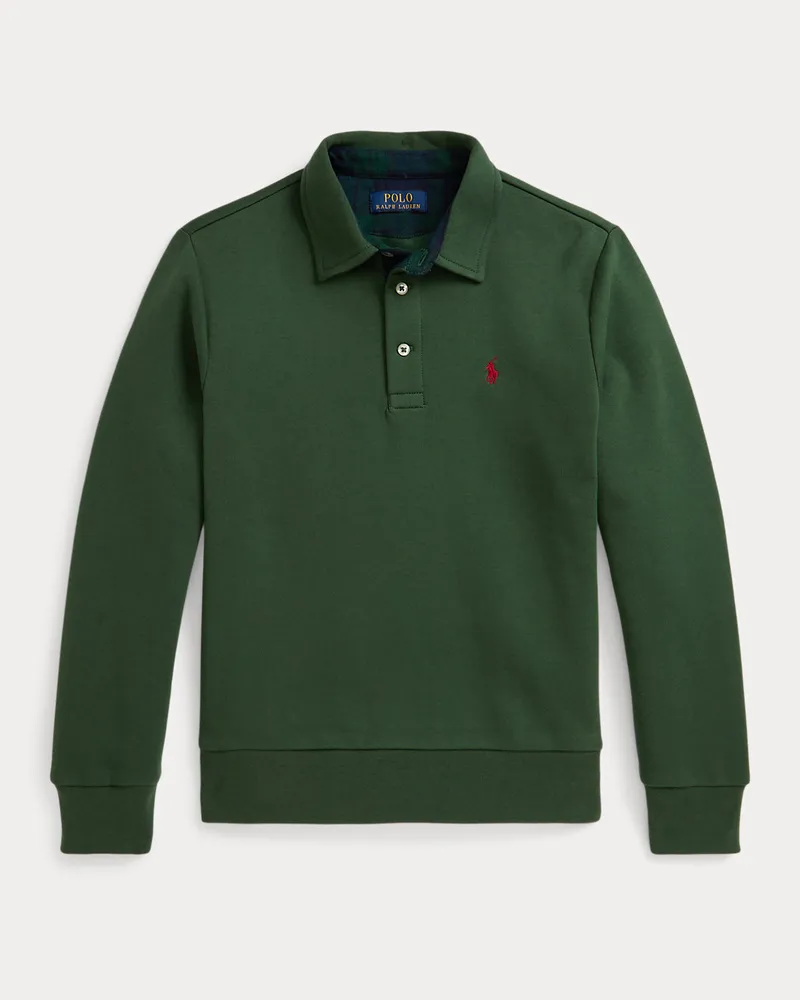 Ralph Lauren Sweatshirt mit Polokragen und Besatz Green